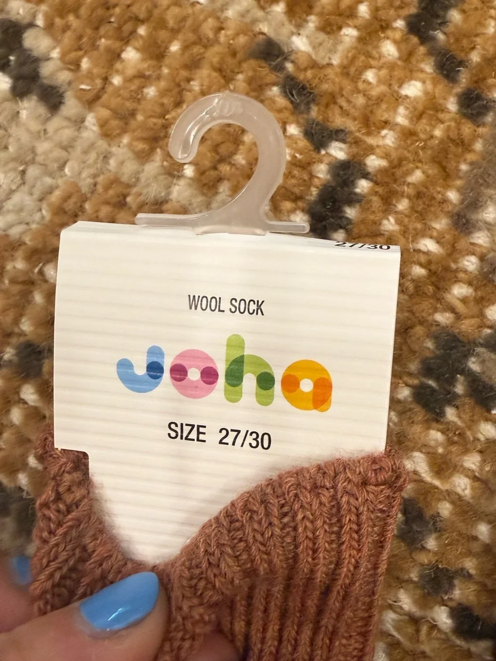 NWT Kids pair Joha Ribbed Merino Wool Socks - Brown and Purple size 27/30